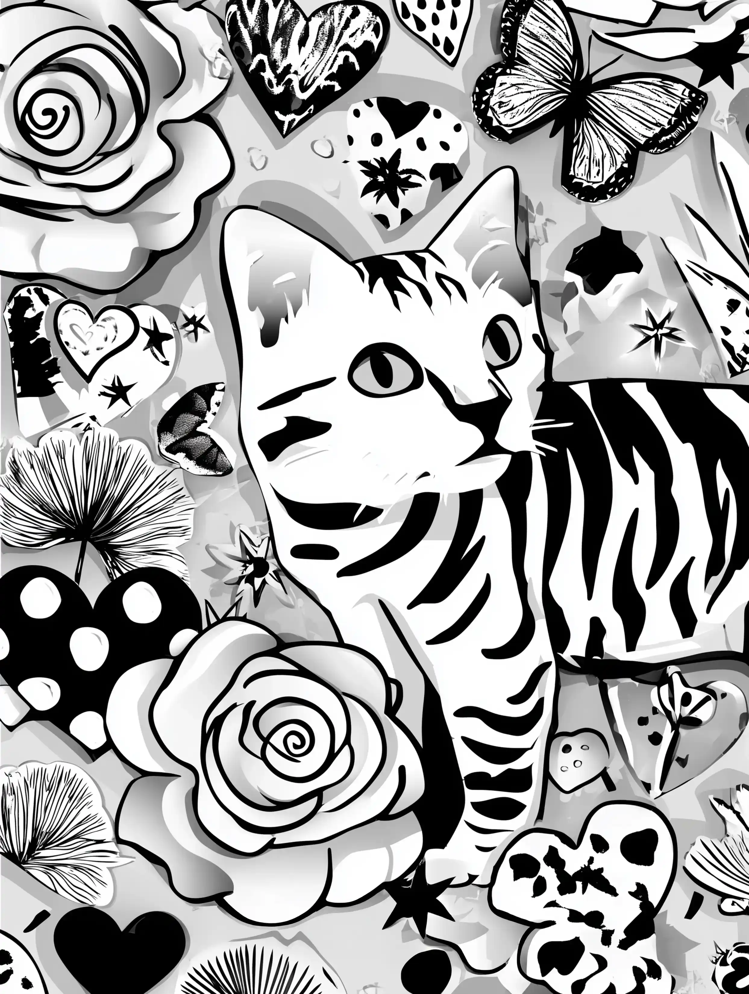 Free printable cats coloring page featuring a responding cat